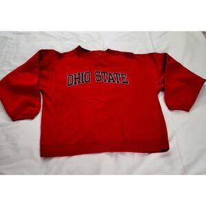 Vintage Red Ohio State Buckeye Sweatshirt Black Letters Heavy Knit Size Medium